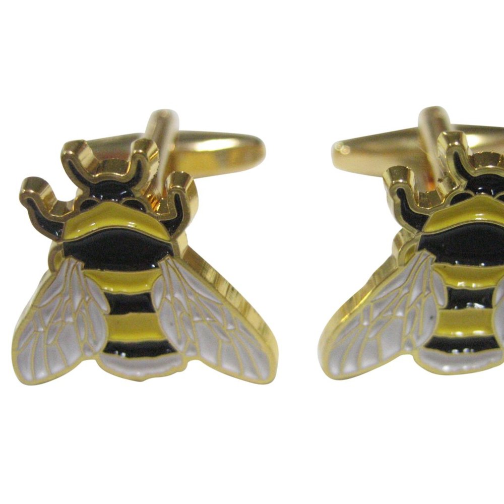Yellow and Black Toned Bumble Bee Insect Bug Cufflinks